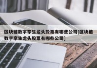 区块链数字孪生龙头股票有哪些公司[区块链数字孪生龙头股票有哪些公司]